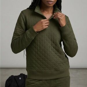 lululemon athletica Quilted Olive Green Collared Sweatshirt